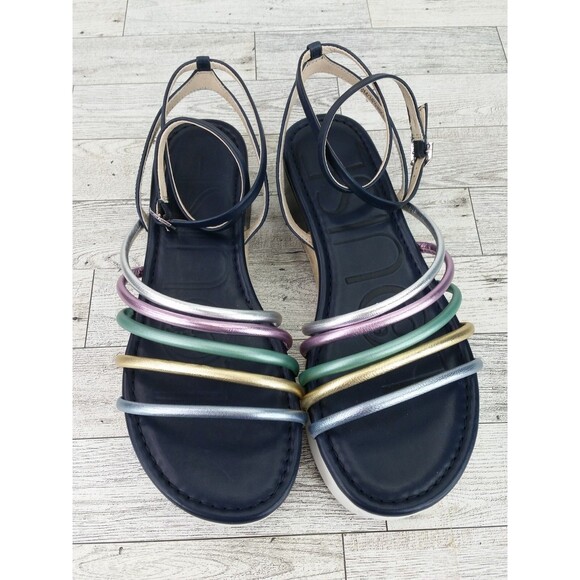 Louise Et Cie BIMO Platform Sandals Y2K Asymmetrical Straps Ankle Wrap Size 8M - Picture 11 of 14